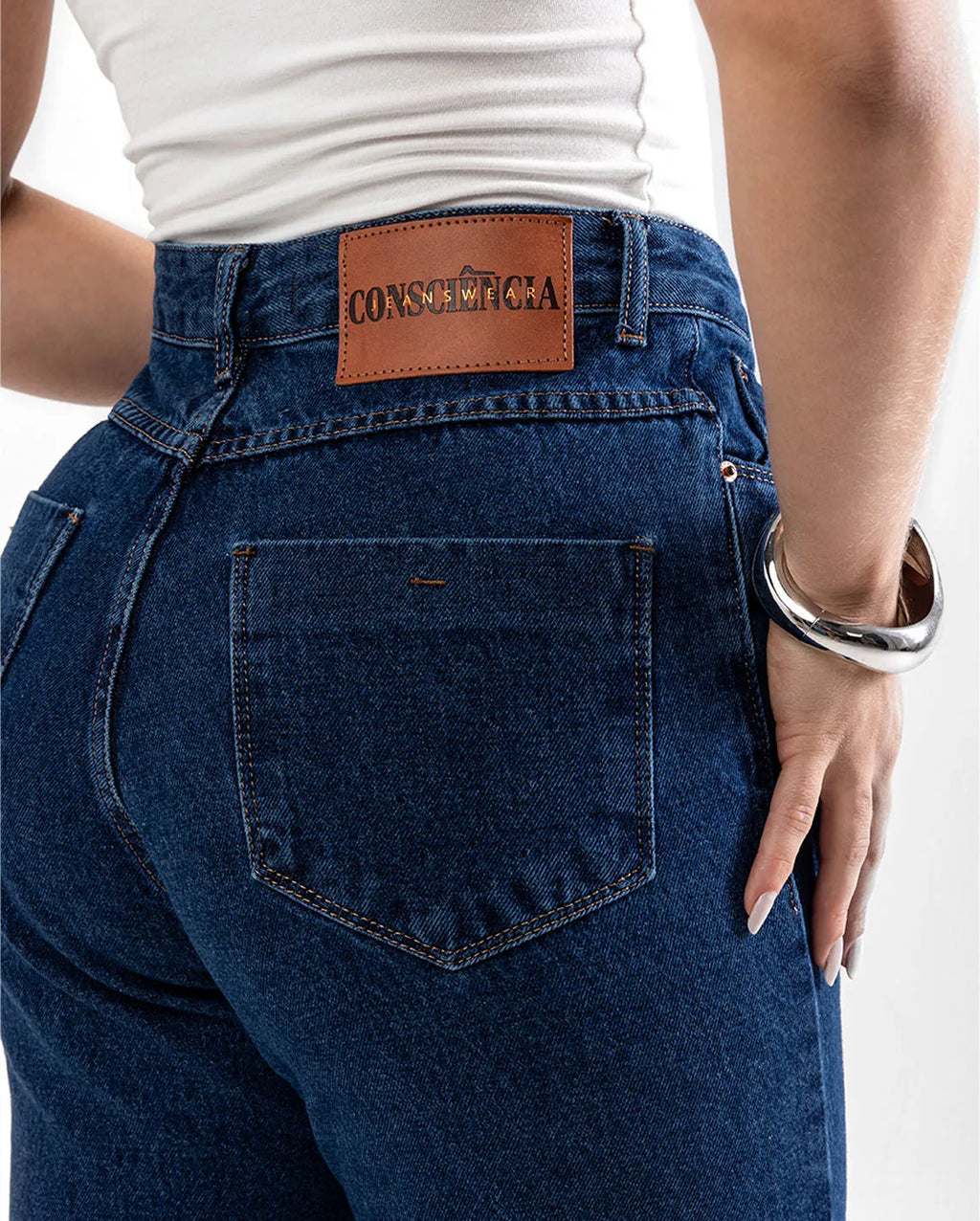 Calça Jeans Mom Feminina Cintura Alta Algodão 00101 Escura