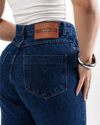 Calça Jeans Mom Feminina Cintura Alta Algodão 00101 Escura