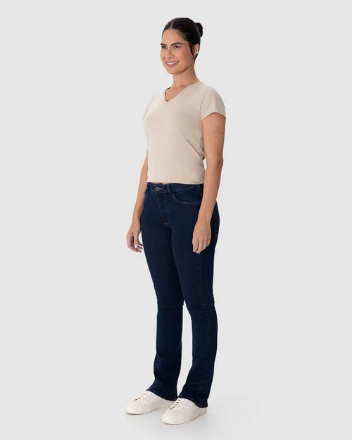 Calça Feminina Bootcut Cintura Média Em Flex - 1000125744