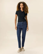 Calça Feminina Mom Bolso Funcional Em Jeans Com Elastano - 1000125707