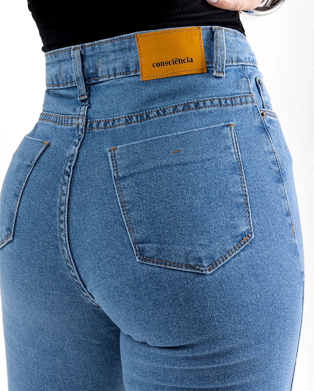 Calça Jeans Wide Leg Feminina Cintura Alta Básica com Elastano 28000 Média