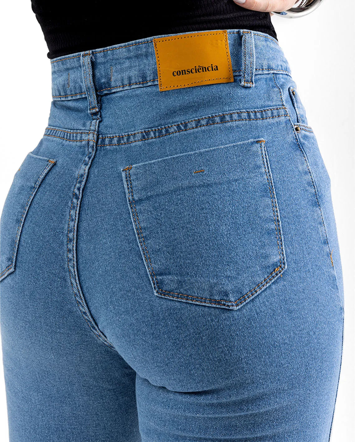 Calça Jeans Wide Leg Feminina Cintura Alta Básica com Elastano 28000 Média