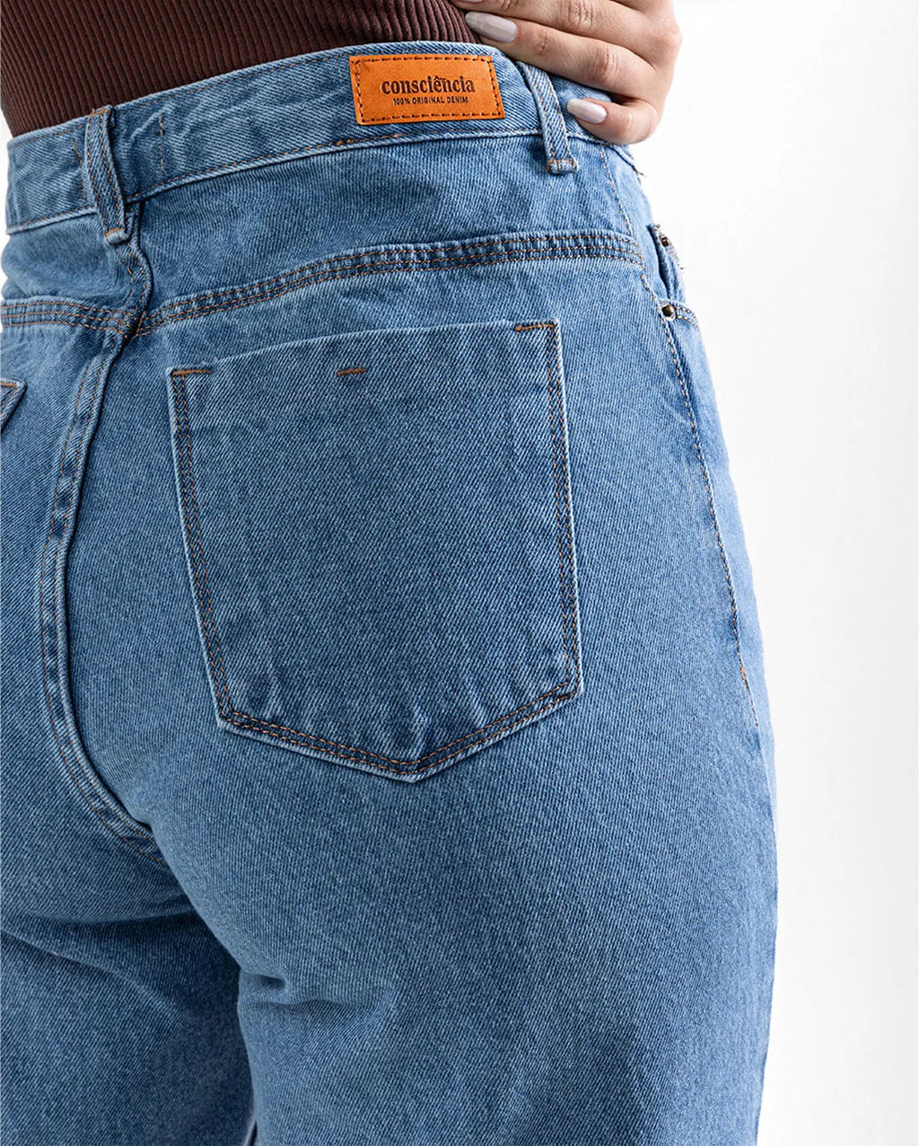 Calça Jeans Wide Leg Feminina Cintura Alta Básica Algodão 29000 Média