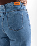Calça Jeans Wide Leg Feminina Cintura Alta Básica Algodão 29000 Média