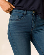 Calça Skinny Feminina Cintura Média Bolso Funcional Em Jeans Stretch - 1000129043