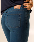 Calça Skinny Feminina Cintura Média Bolso Funcional Em Jeans Stretch - 1000129043