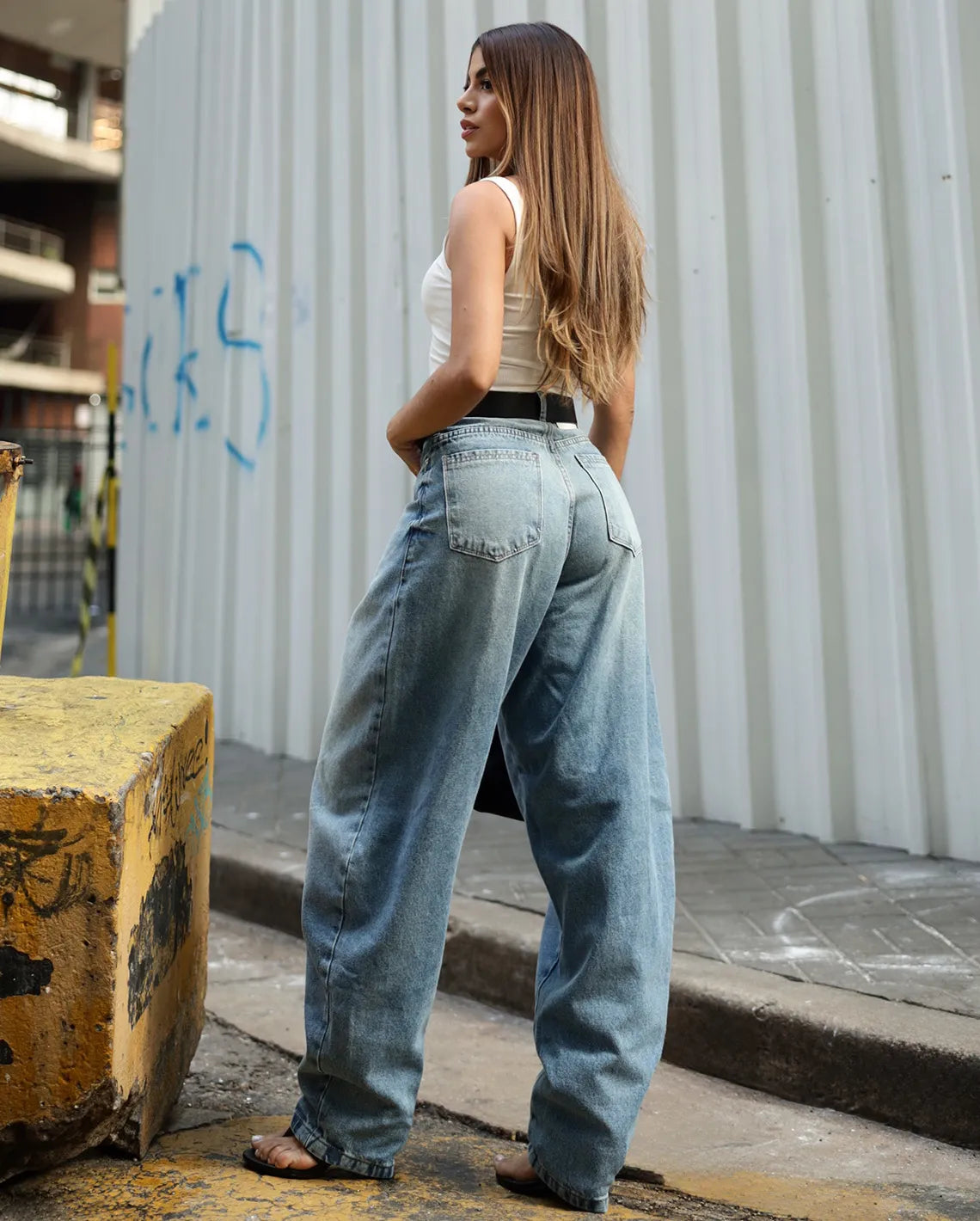 Calça Jeans Balloon Feminina Cintura Alta 25475 Sky