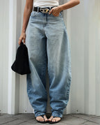 Calça Jeans Balloon Feminina Cintura Alta 25475 Sky
