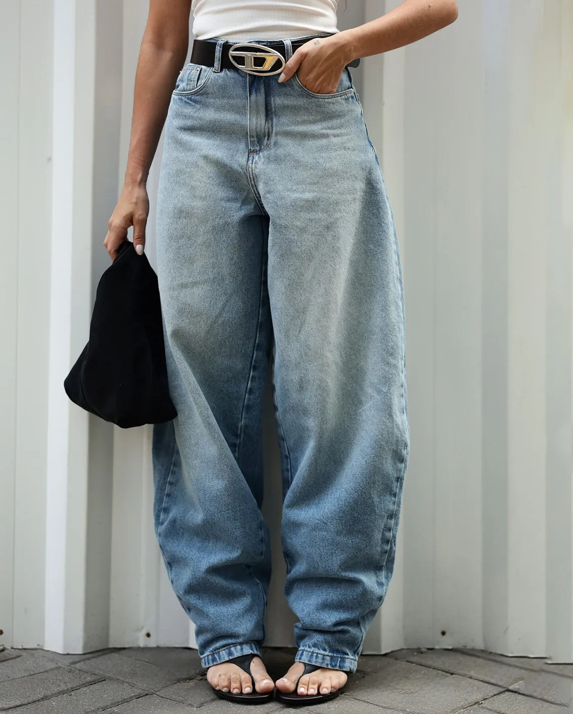 Calça Jeans Balloon Feminina Cintura Alta 25475 Sky
