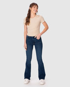 Calça Feminina Small Flare Push Up Elástico Interno Em Jeans Stretch - 1000129374