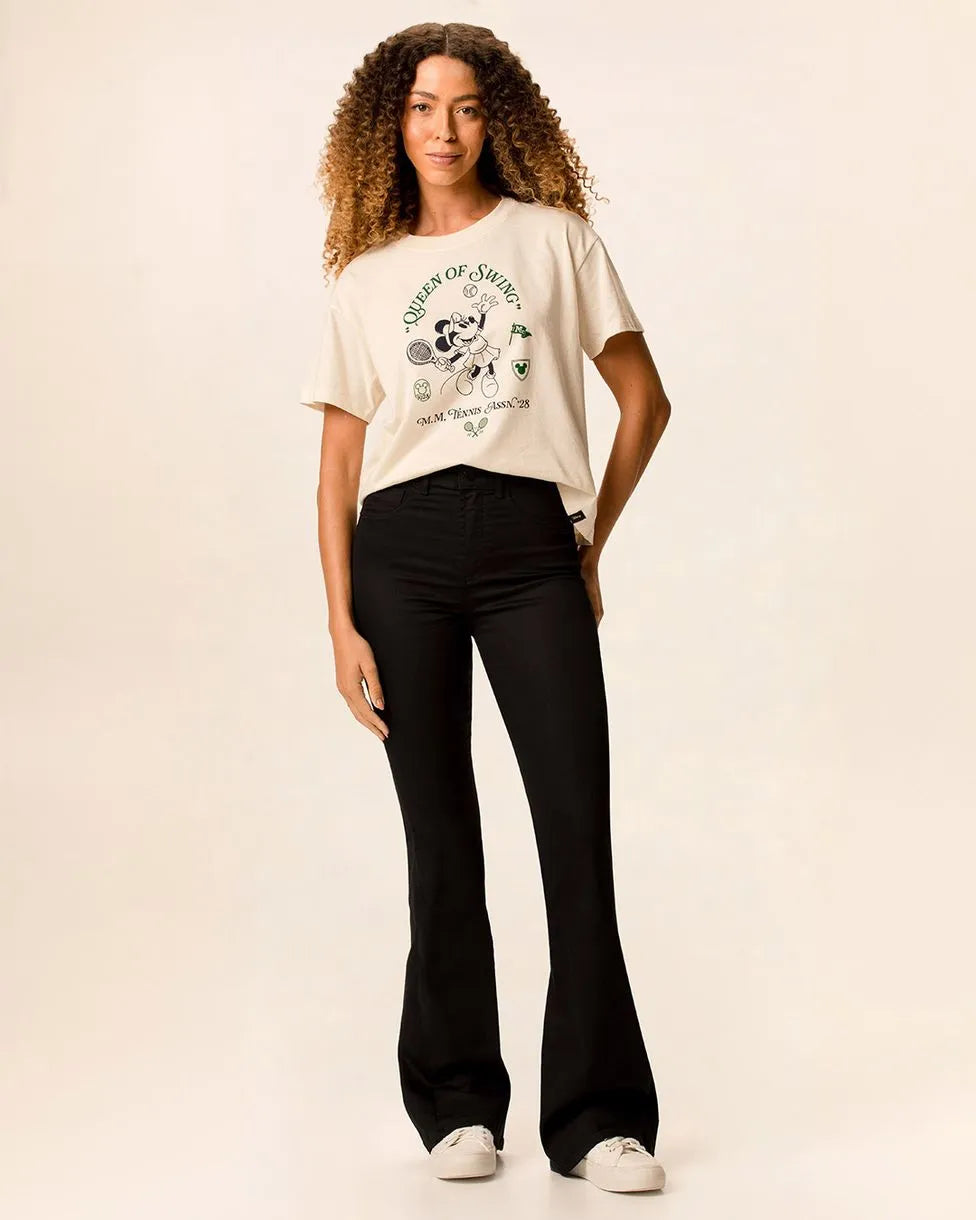Calça Flare Feminina Bolso Funcional Em Sarja Com Elastano - 1000128744