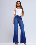 Calça Jeans Maxi Flare Feminina 25105 Escura