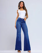 Calça Jeans Maxi Flare Feminina 25105 Escura