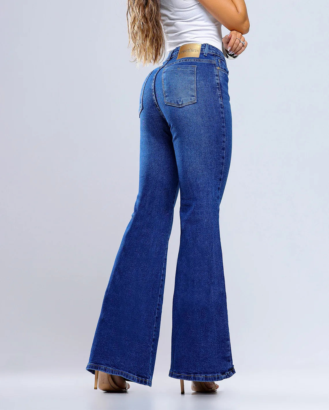 Calça Jeans Maxi Flare Feminina 25105 Escura