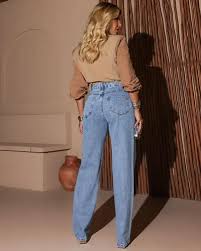 Calça Jeans Wide Leg Fem Cintura Alta Básica Algodão 29000 Sky Clara