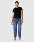 Calça Feminina Reta Cintura Alta Em Jeans 100% Algodão - 1000134240