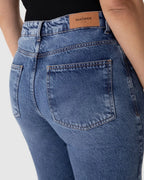 Calça Feminina Reta Cintura Alta Em Jeans 100% Algodão - 1000134240