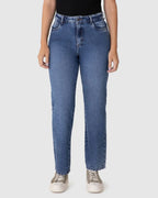Calça Feminina Reta Cintura Alta Em Jeans 100% Algodão - 1000134240
