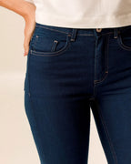 Calça Skinny Feminina Cintura Média Bolso Funcional Em Jeans Stretch - 1000129228
