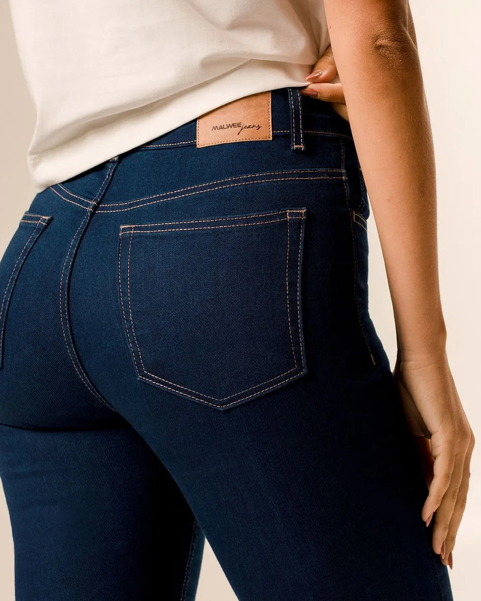 Calça Skinny Feminina Cintura Média Bolso Funcional Em Jeans Stretch - 1000129228