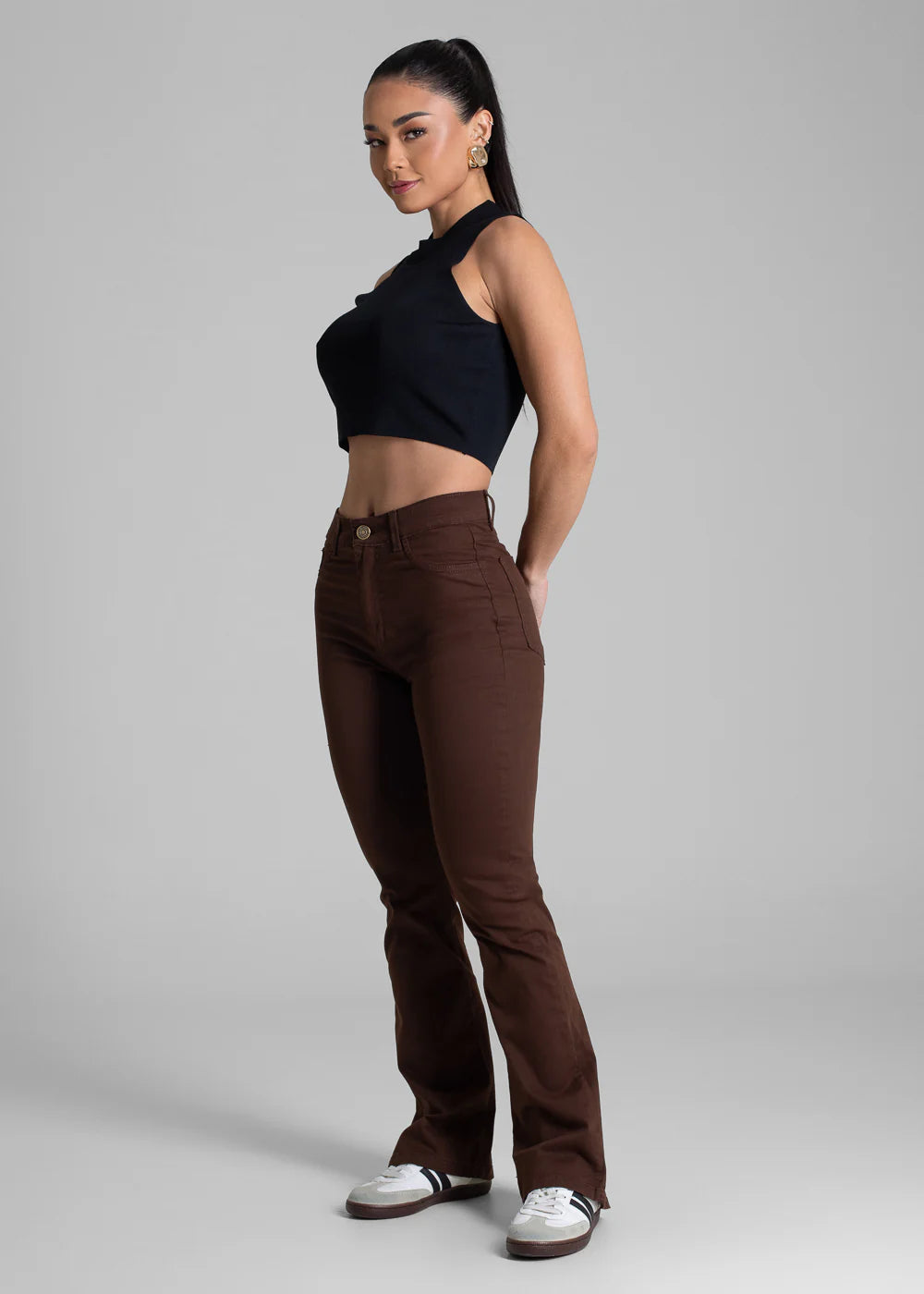 Calça Sarja Sawary Boot Cut Petit - 283454 MARROM