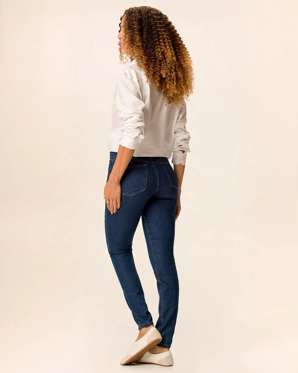Calça Skinny Feminina Push Up Cintura Média Em Jeans Com Elastano - 1000129353