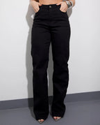 Calça Jeans Wide Leg Feminina Cintura Alta Básica com Elastano 28000 Preto