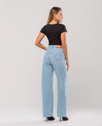 Calça Jeans Wide Leg Feminina Cintura Alta Básica Algodão 29000 SkyClara