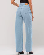 Calça Jeans Wide Leg Feminina Cintura Alta Básica Algodão 29000 SkyClara