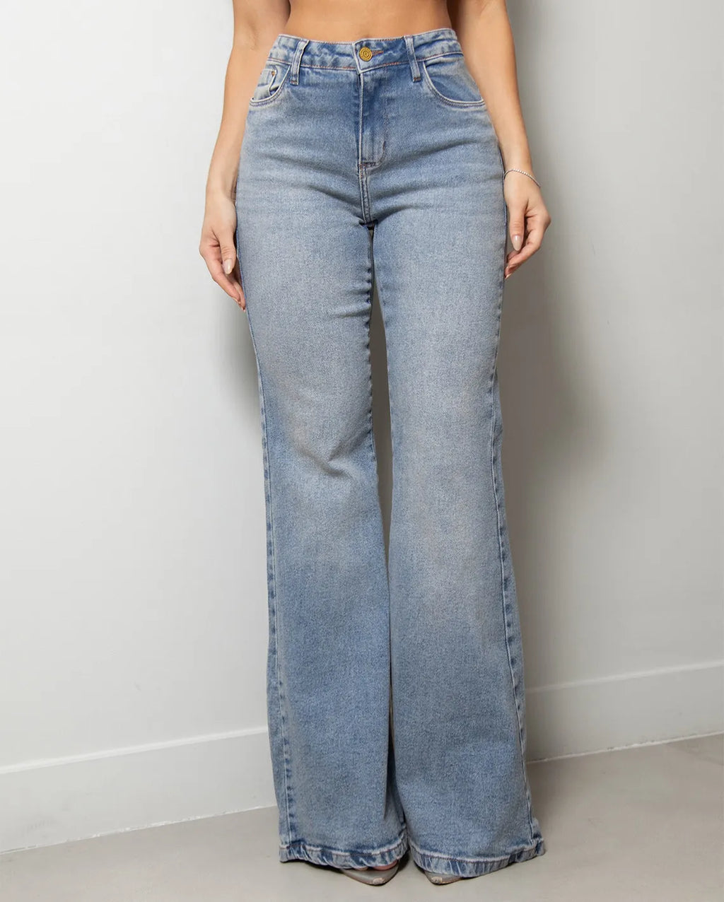 Calça Jeans Maxi Flare Feminina 25502 Sujinha Clara