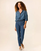 Calça Skinny Feminina Cintura Média Bolso Funcional Em Jeans Stretch - 1000129363